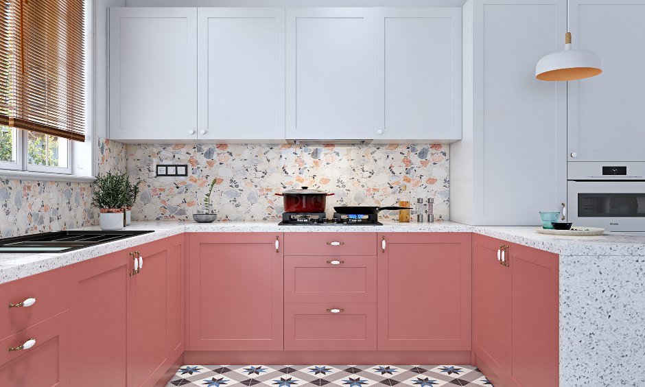 g-shaped-kitchen-design-in-pink-and-white